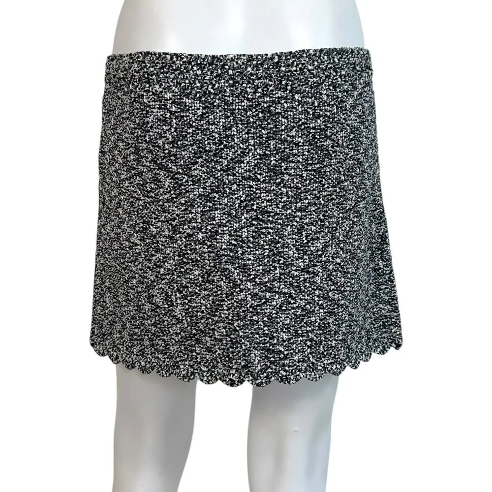 Chanel Black & White Scalloped Hem Cotton Knit Mini Skirt